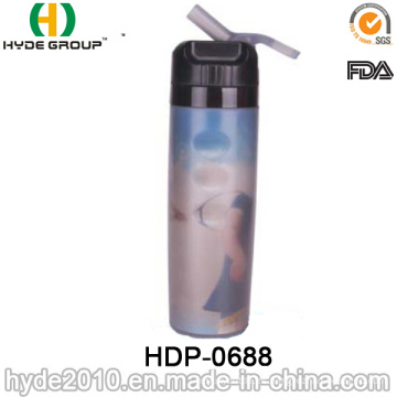 Botella de agua corriente plástica libre de 600ml BPA, botellas de agua plásticas del deporte del PE (HDP-0688)